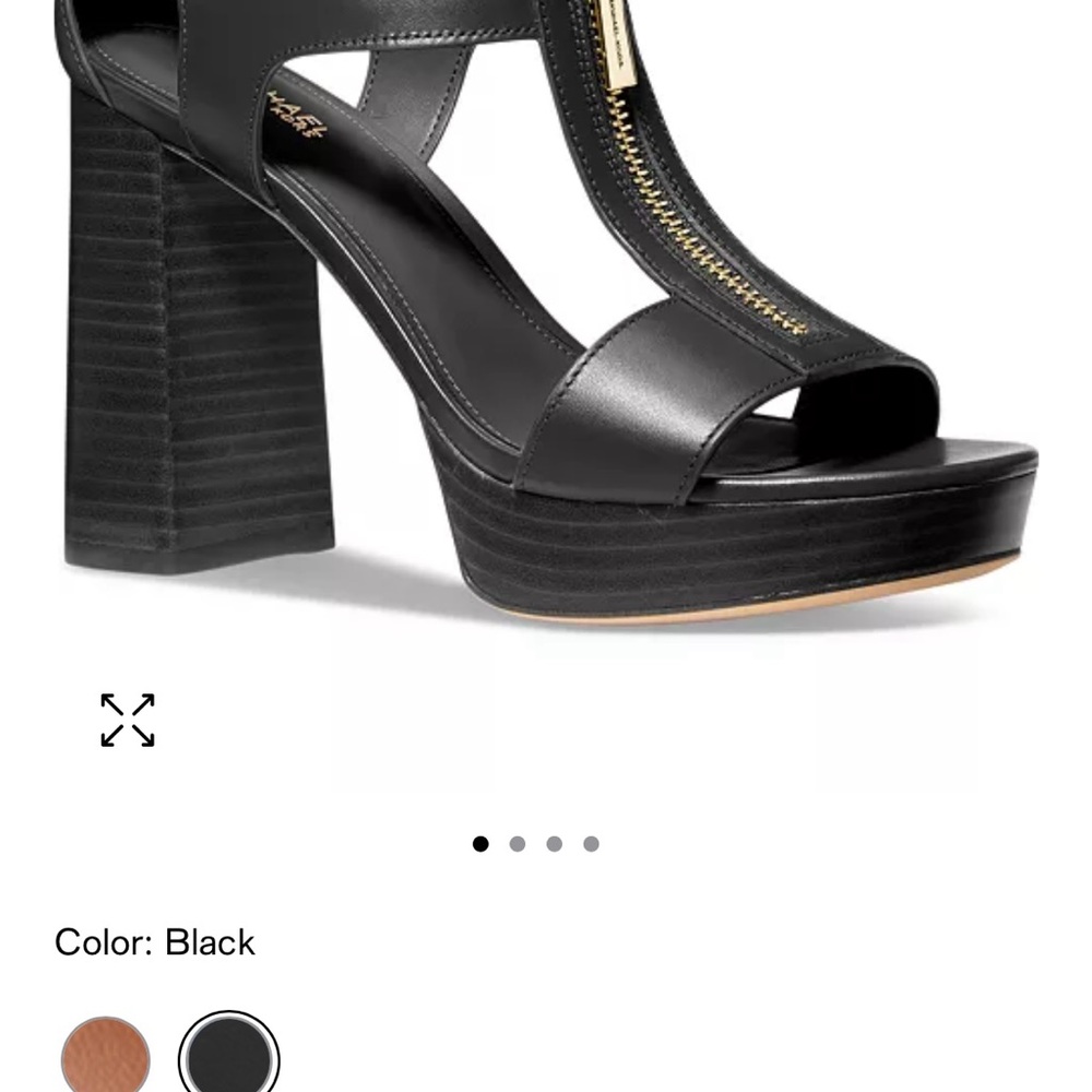 Michael Kors Black Heeled Sandals with Chunky Block Heel